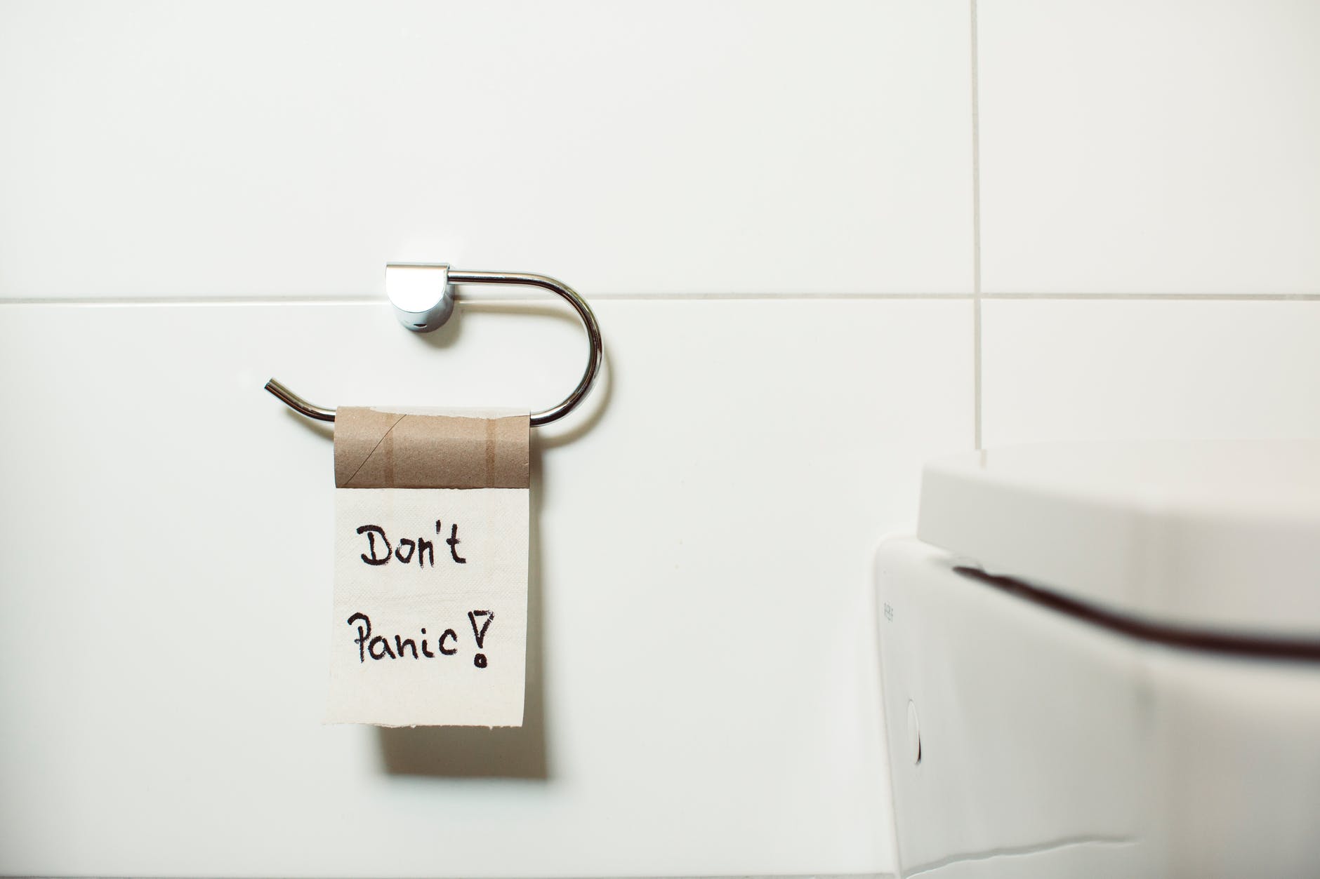 don t panic text on toilet paper